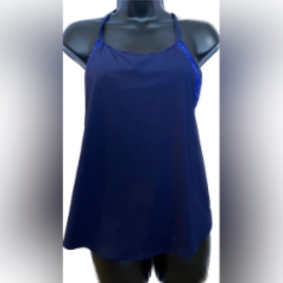TYR BLU/WHT 2 Part Workout Top, 8 Winter Sale - Picture 3 of 4